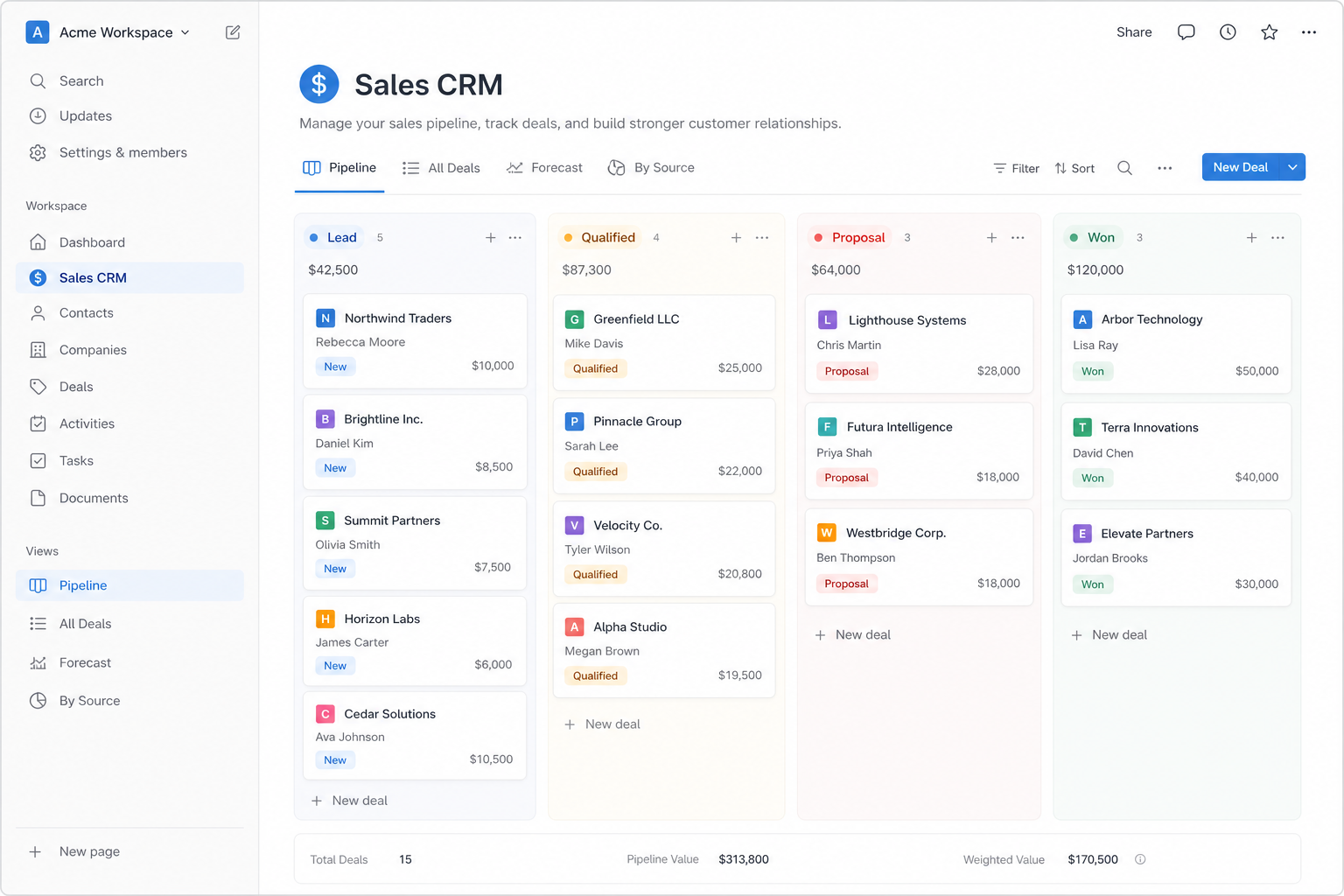 Sales CRM Notion dashboard mockup
